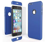 NALIA Custodia Integrale compatibile con iPhone 6 / 6S, Cover Protettiva Fronte e Retro & Vetro Temperato, Case Rigida Protezione Telefono Cellulare Bumper Sottile, Colore:Blu