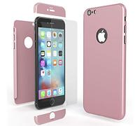 NALIA Custodia Integrale compatibile con iPhone 6 Plus / 6S Plus, Cover Protettiva Fronte e Retro & Vetro Temperato, Case Rigida Protezione Telefono Cellulare Bumper Sottile, Colore:Rosa Gold Oro