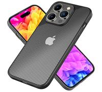 NALIA Custodia Look Carbonio per iPhone 14 Pro - Anti-Ingia - Cover, Nero | Semi-Trasparente & Anti-Giallo, Presa Solida & Camera Guard, Vestibilità, NOMAD