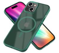 NALIA Custodia Magnetica per iPhone 15 - Opaco-Trasparente & Compatibile MagSafe - MATTEX (Antiscivolo, Antiurto & Anti-Impronta) - Marchio Tedesco, Colore:Verde