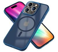 NALIA Custodia Magnetica per iPhone 15 Pro Max - Opaco-Trasparente & Compatibile MagSafe - MATTEX (Antiscivolo, Antiurto & Anti-Impronta) - Marchio Tedesco, Colore:Blu Scuro