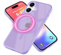 NALIA Custodia Magnetica per iPhone 16 - Opaco-Trasparente - Cover, Viola | Antiscivolo & Protezione Ibrida, Potenza Mag Integrata, MATTEX