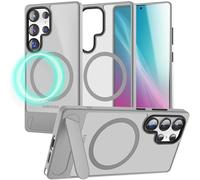 NALIA Custodia Magnetica per Samsung Galaxy S25 Ultra - Supporto & Protezione Camera - TRITON (Opaca Trasparente & Ibrida) - Marchio Tedesco, Colore:Grigio Ghiacciaio