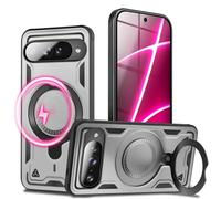 NALIA Custodia Magnetica Robusta per Google Pixel 10 - Anello Supporto 360° & Compatibile MagSafe - STORMGUARD (Cover Outdoor) - Marchio Tedesco, Colore:Argento Tempesta