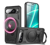 NALIA Custodia Magnetica Robusta per Google Pixel 10 Pro XL - Anello Supporto 360° & Compatibile MagSafe - STORMGUARD (Cover Outdoor) - Marchio Tedesco, Colore:Nero Vulcanico