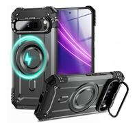 NALIA Custodia Magnetica Robusta per Google Pixel 9 Pro - Compatibile MagSafe & Stand Fotocamera - GRANITE (Cover Antiurto Rigida) - German Brand, Colore:Grigio Tempesta