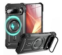 NALIA Custodia Magnetica Robusta per Google Pixel 9 Pro XL - Compatibile MagSafe & Stand Fotocamera - GRANITE (Cover Antiurto Rigida) - German Brand, Colore:Grigio Tempesta