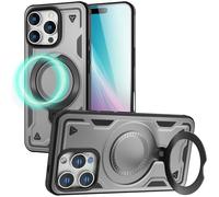NALIA Custodia Magnetica Robusta per iPhone 16 Pro - Anello Supporto 360° & Compatibile MagSafe - STORMGUARD (Cover Outdoor) - Marchio Tedesco, Colore:Grigio Titanio