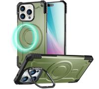 NALIA Custodia Magnetica Robusta per iPhone 16 Pro - Compatibile MagSafe & Stand Fotocamera - GRANITE (Cover Antiurto Rigida) - German Brand, Colore:Armor Verde Titanio