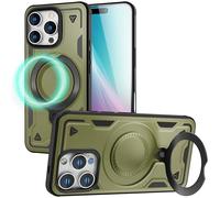NALIA Custodia Magnetica Robusta per iPhone 16 Pro - Cover, Verde Titanio | Guscio Duro, Cuore Morbido, Presa Tattica, Potenza Magnetica & Compatibilità, Basta Dondolii, STORMGUARD