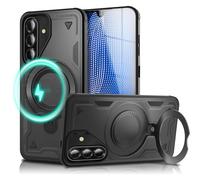 NALIA Custodia Magnetica Robusta per Samsung Galaxy A26 - Anello Supporto 360° & Compatibile MagSafe - STORMGUARD (Cover Outdoor) - Marchio Tedesco, Colore:Nero Vulcanico