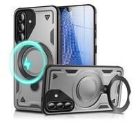 NALIA Custodia Magnetica Robusta per Samsung Galaxy A26 - Anello Supporto 360° & Compatibile MagSafe - STORMGUARD (Cover Outdoor) - Marchio Tedesco, Colore:Argento Tempestoso