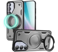 NALIA Custodia Magnetica Robusta per Samsung Galaxy S25 - Anello Supporto 360° & Compatibile MagSafe - STORMGUARD (Cover Outdoor) - Marchio Tedesco, Colore:Argento Tempestoso