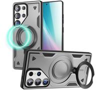 NALIA Custodia Magnetica Robusta per Samsung Galaxy S25 Ultra - Anello Supporto 360° & Compatibile MagSafe - STORMGUARD (Cover Outdoor) - Marchio Tedesco, Colore:Grigio Titanio