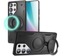 NALIA Custodia Magnetica Robusta per Samsung Galaxy S25 Ultra - Anello Supporto 360° & Compatibile MagSafe - STORMGUARD (Cover Outdoor) - Marchio Tedesco, Colore:Nero Titanio