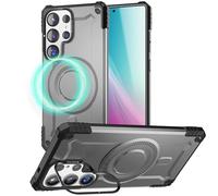 NALIA Custodia Magnetica Robusta per Samsung Galaxy S25 Ultra - Compatibile MagSafe & Stand Fotocamera - GRANITE (Cover Antiurto Rigida) - German Brand, Colore:Armor Grigio Titanio