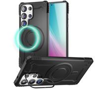 NALIA Custodia Magnetica Robusta per Samsung Galaxy S25 Ultra - Compatibile MagSafe & Stand Fotocamera - GRANITE (Cover Antiurto Rigida) - German Brand, Colore:Armor Nero Titanio