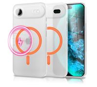 NALIA Custodia Rigida Ultra Sottile per iPhone 17 Air - Compatibile MagSafe & Anello Luminoso - THINIX GLOW (Opaca-Trasparente & Sottile 0,3mm) - Marchio Tedesco, Colore:Arancione Neon