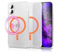 NALIA Custodia Rigida Ultra Sottile per iPhone 17 - Compatibile MagSafe & Anello Luminoso - THINIX GLOW (Opaca-Trasparente & Sottile 0,3mm) - Marchio Tedesco, Colore:Arancione Neon