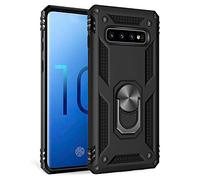 NALIA Custodia Robusta per Samsung Galaxy S10 - Anello 360° & Compatibile Supporto Magnetico - RINGDEFEND (Cover Militare) - Marchio Tedesco, Colore:Nero