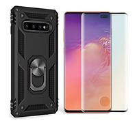 NALIA Custodia Robusta per Samsung Galaxy S10 Plus - Anello 360° & Compatibile Supporto Magnetico - RINGDEFEND (Cover Militare) - Marchio Tedesco, Colore:Nero