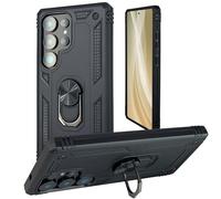 NALIA Custodia Robusta per Samsung Galaxy S25 Ultra - Anello 360° & Compatibile Supporto Magnetico - RINGDEFEND (Cover Militare) - Marchio Tedesco, Colore:Nero
