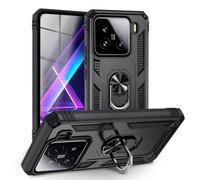 NALIA Custodia Robusta per Xiaomi 15 - Anello 360° & Compatibile Supporto Magnetico - RINGDEFEND (Cover Militare) - Marchio Tedesco, Colore:Nero