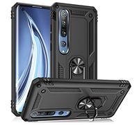 NALIA Custodia Robusta per Xiaomi Mi 10/10 Pro - Anello 360° & Compatibile Supporto Magnetico - RINGDEFEND (Cover Militare) - Marchio Tedesco, Colore:Nero