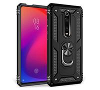 NALIA Custodia Robusta per Xiaomi Mi 9T / 9T Pro - Anello 360° & Compatibile Supporto Magnetico - RINGDEFEND (Cover Militare) - Marchio Tedesco, Colore:Nero