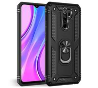 NALIA Custodia Robusta per Xiaomi Redmi 9 - Anello 360° & Compatibile Supporto Magnetico - RINGDEFEND (Cover Militare) - Marchio Tedesco