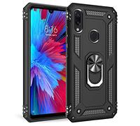 NALIA Custodia Robusta per Xiaomi Redmi Note 7 - Anello 360° & Compatibile Supporto Magnetico - RINGDEFEND (Cover Militare) - Marchio Tedesco, Colore:Nero