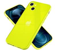 NALIA Custodia Silicone Neon per iPhone 13 Mini - Cover, Giallo | Protezione Fotocamera Integrata, Neon Vibes & Look Segnaletico, Antiscivolo & Piacevole Al Tatto, VIBE