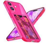 NALIA Custodia Silicone Neon per iPhone 16 Plus - Vano Carte & Colore Segnale - CARDPOP (Cover Anti-Shock) - Marchio Tedesco, Colore:Pink