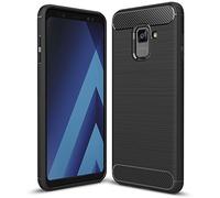 NALIA Custodia Silicone per Samsung Galaxy A8 (2018) - Antiscivolo & Opaca - VORTEX (Effetto Spazzolato & Design Carbonio) - Marchio Tedesco
