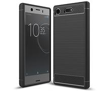 NALIA Custodia Silicone per Sony Xperia XZ1 Compact - Antiscivolo & Opaca - VORTEX (Effetto Spazzolato & Design Carbonio) - Marchio Tedesco