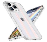NALIA Custodia Trasparente in Vetro per iPhone 15 Pro - Effetto Prisma Olografico (Riflesso Arcobaleno) - Vetro Temperato 9H - AURORA - Marchio Tedesco