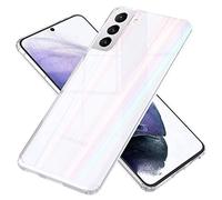 NALIA Custodia Trasparente in Vetro per Samsung Galaxy S21 Plus - Effetto Prisma Olografico (Riflesso Arcobaleno) - Vetro Temperato 9H - AURORA - Marchio Tedesco