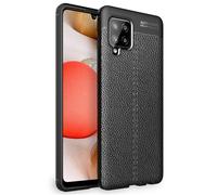 NALIA Design Cover compatibile con Samsung Galaxy A42 5G Custodia, Aspetto in Pelle Sottile Silicone Copertura Protettiva, Case Antiurto Bumper Morbido Gomma Cellulare Guscio Skin Backcover - Nero