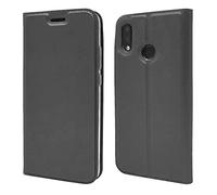 NALIA Flip Cover compatibile con Huawei P20 Lite, Custodia Sottile Verticale Case Protettiva Ecopelle magnetico, Similpelle Protezione Book-Case Telefono Cellulare Slim full-body, Colore:Nero Grigio