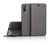 NALIA Flip Cover compatibile con Samsung Galaxy A7 2018, Custodia Sottile Verticale Protettiva Ecopelle Case, Magnetico Similpelle Cellulare Protezione, Full-Body Telefono Etui, Colore:Nero