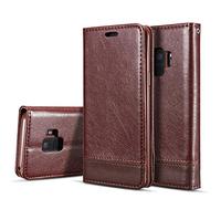 NALIA Flip Cover compatibile con Samsung Galaxy S9 Plus, Custodia Sottile Ecopelle Magnetico Protettiva Cellulare Case, Full-Body Protezione Telefono Guscio Clip Smart-Phone Bumper, Colore:Marrone