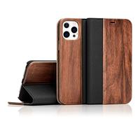 NALIA Flipcover in Vero Legno per iPhone 13 Pro Max Custodia - Cover | Chiusura Magnetica, Ambiente E Natura