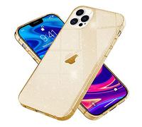 NALIA Glitter Cover compatibile con iPhone 12 Pro Max Custodia, Sottile Copertura Glitterata Chiaro Antiurto Case, Brillantini Silicone Bumper Protettiva Bling Skin Morbido Etui, Colore:Gold Oro