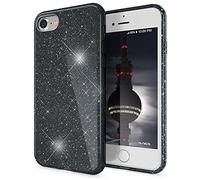 NALIA Glitter Cover compatibile con iPhone SE 2022 / SE 2020 / iPhone 8 / iPhone 7 Custodia, Brillantini Case Silicone Copertura Rugged Protezione, Antiurto Strass Bumper Bling Skin, Colore:Nero