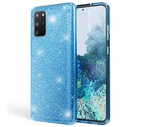 NALIA Glitter Cover compatibile con Samsung Galaxy S20 Plus Custodia, Sottile Brillantini Silicone Gel Copertura Glitterata, Slim Bling Case Protettiva Strass Bumper Guscio Skin, Colore:Turchese