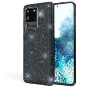 NALIA Glitter Cover compatibile con Samsung Galaxy S20 Ultra Custodia, Sottile Brillantini Silicone Gel Copertura Glitterata, Slim Bling Case Protettiva Strass Bumper Guscio Skin, Colore:Nero