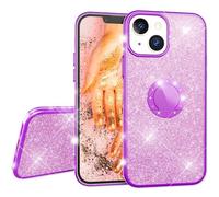 NALIA Glitter Cover con Anello compatibile con iPhone 13 Mini Custodia, 360-Gradi Ring Holder per Funzione Stand & Supporto Auto, Sottile Case Brillantini Silicone Copertura, Colore:Viola