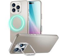 NALIA Hardcase Magnetica per iPhone 16 Pro Max - Stand Fotocamera & Protezione - OVERLAND (Opaco & Compatibile MagSafe) - Marchio Tedesco, Colore:Grigio Titanio