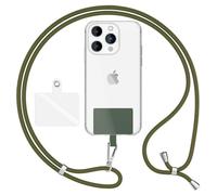 NALIA HoldMe Air Catena Universale con Pad, Cinturino per Custodia del Telefono Cellulare, Moschettone in Metallo (argento), Cordino da Collo 160 CM, Tracolla Crossbody Lanyard, Colore:Verde Oliva