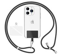 NALIA HoldMe Air Catena Universale con Pad, Cinturino per Custodia del Telefono Cellulare, Moschettone in Metallo (argento), Cordino da Collo 160 CM, Tracolla Crossbody Lanyard, Colore:Nero